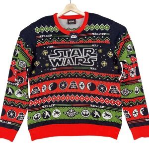 Star Wars Ugly‎ Christmas Sweater Mens 2XL Multicolor Pullover Darth Vader Yoda